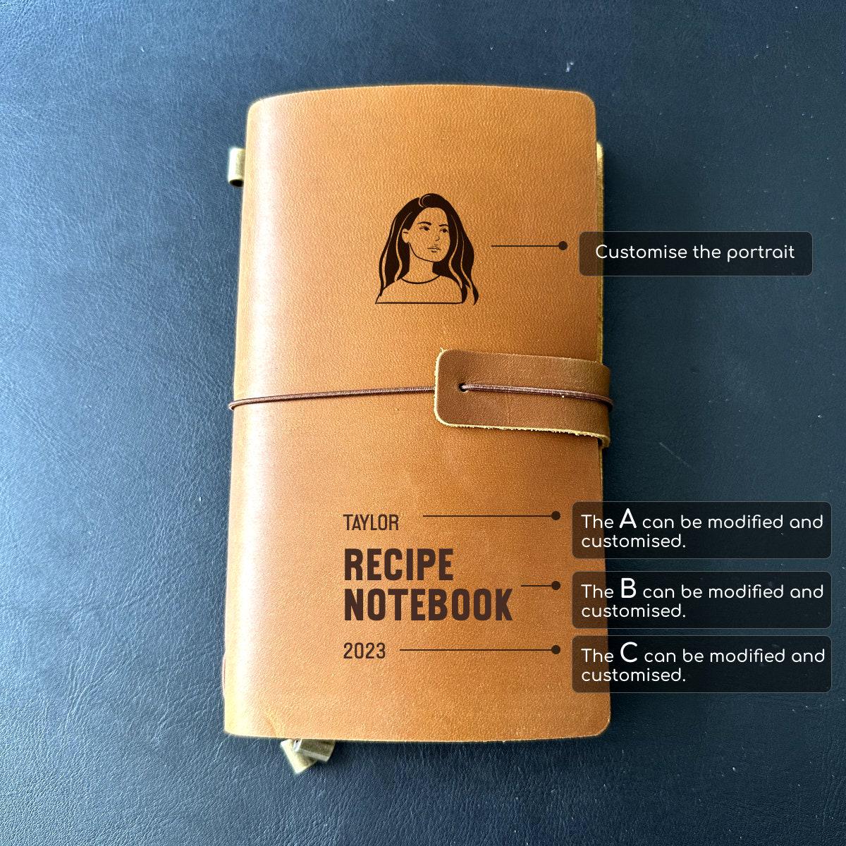 Engraved family recipe journal for mum or wife