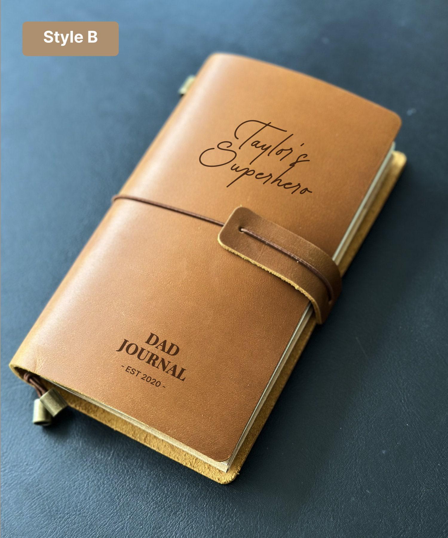 Unique superhero dad personalised leather diary