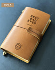Handmade refillable Best Dad Ever leather journal with custom engraving