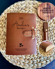 Custom kitchen gift brown leather recipe journal