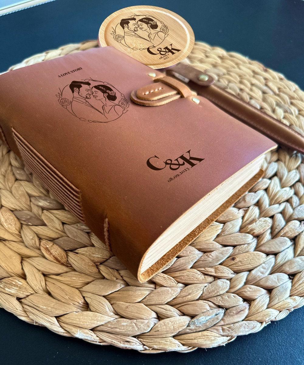 Custom initials and date leather anniversary journal