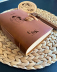 Custom initials and date leather anniversary journal