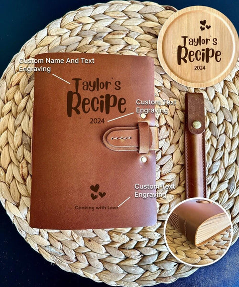 Family recipe book keepsake with custom engraving