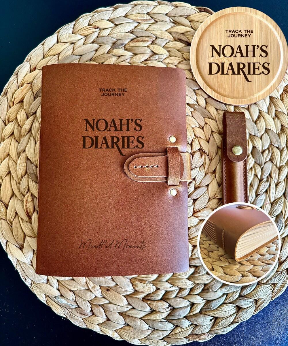 Handmade brown leather journal for travel and writing
