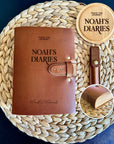 Handmade brown leather journal for travel and writing