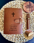 Handmade brown leather prayer journal