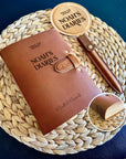 Personalised leather diary with engraved name