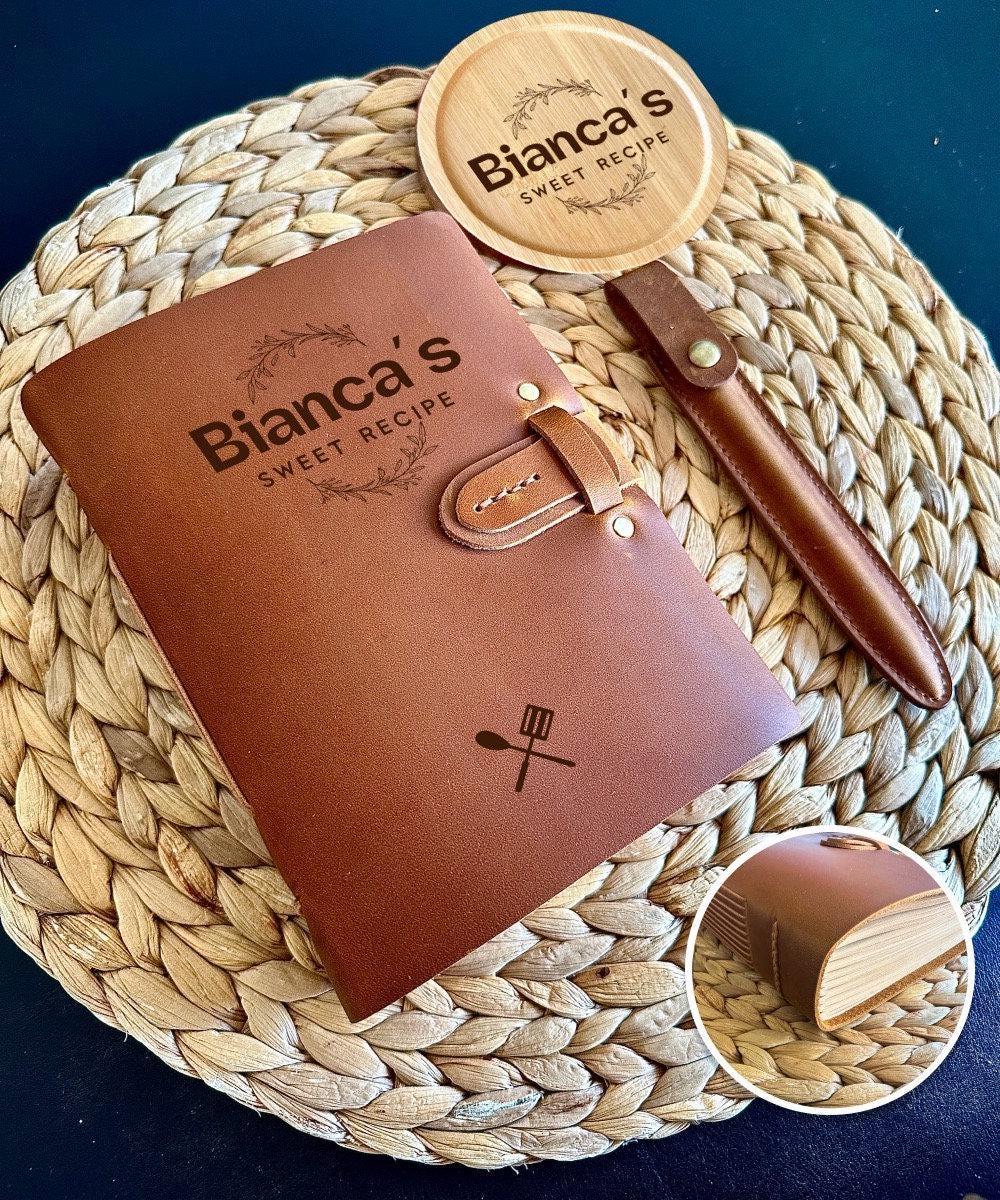 Sweet Recipe leather book personalised with custom name