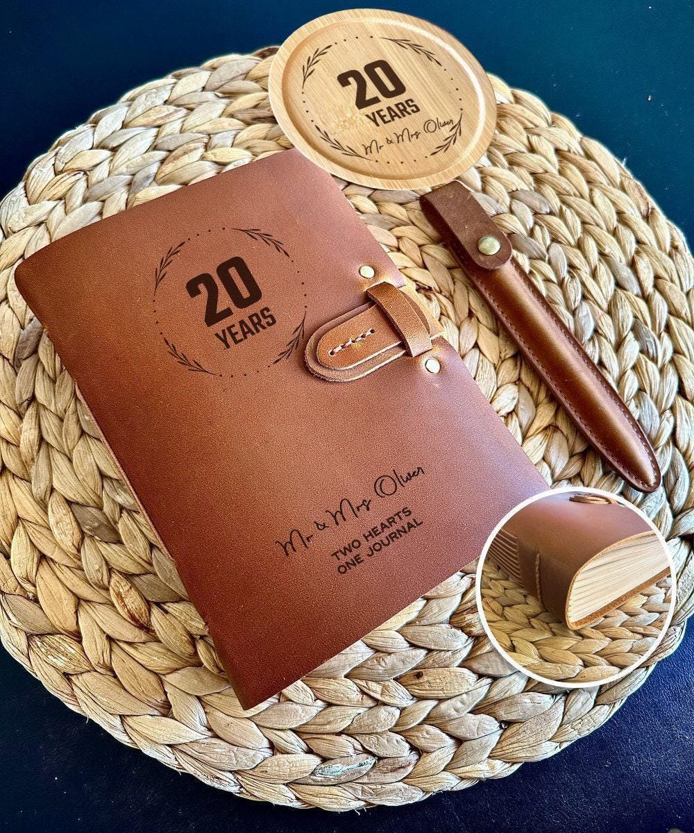 Personalised leather anniversary journal engraved for 50 years