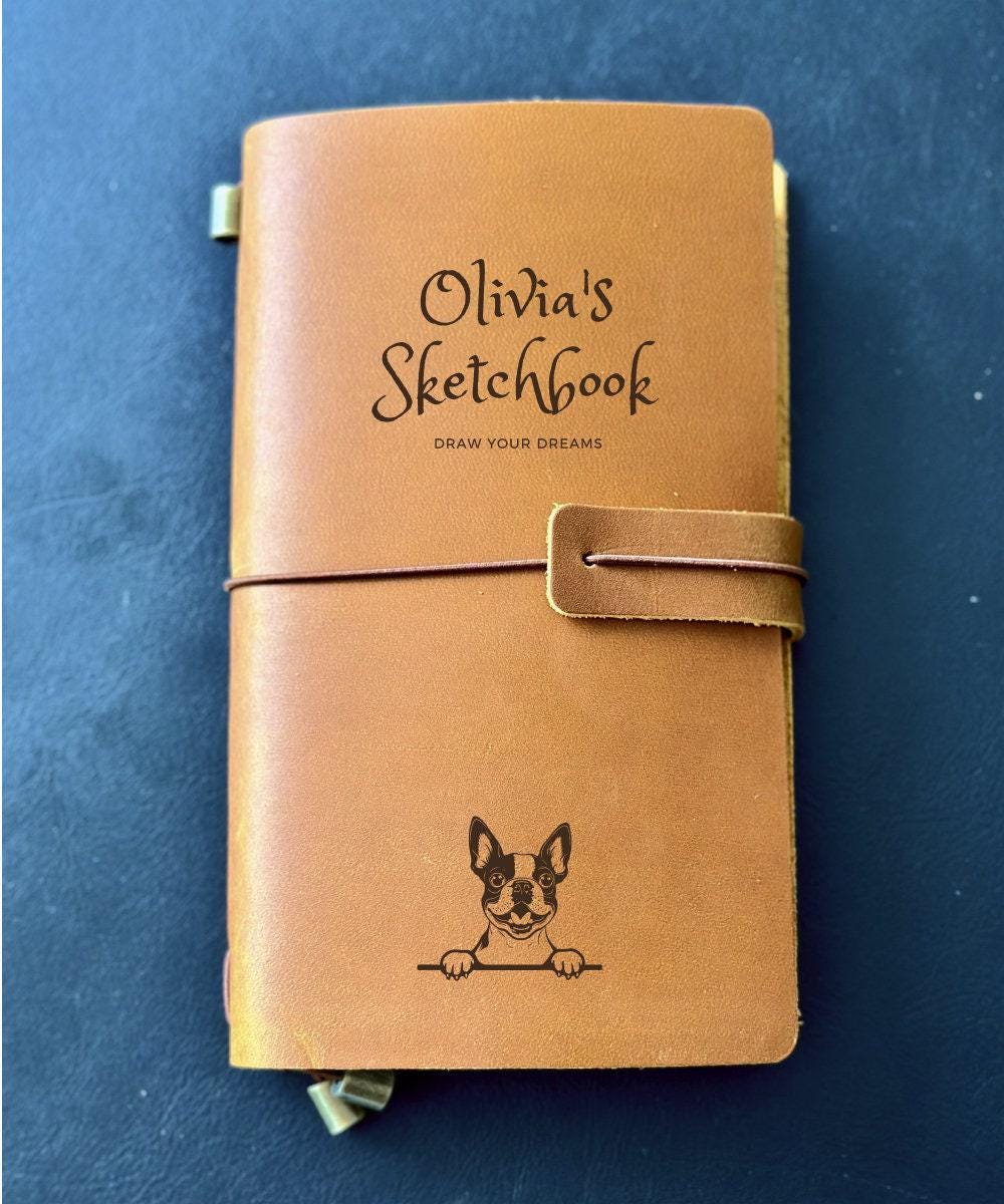 Handmade refillable crazy horse leather sketchbook for artists