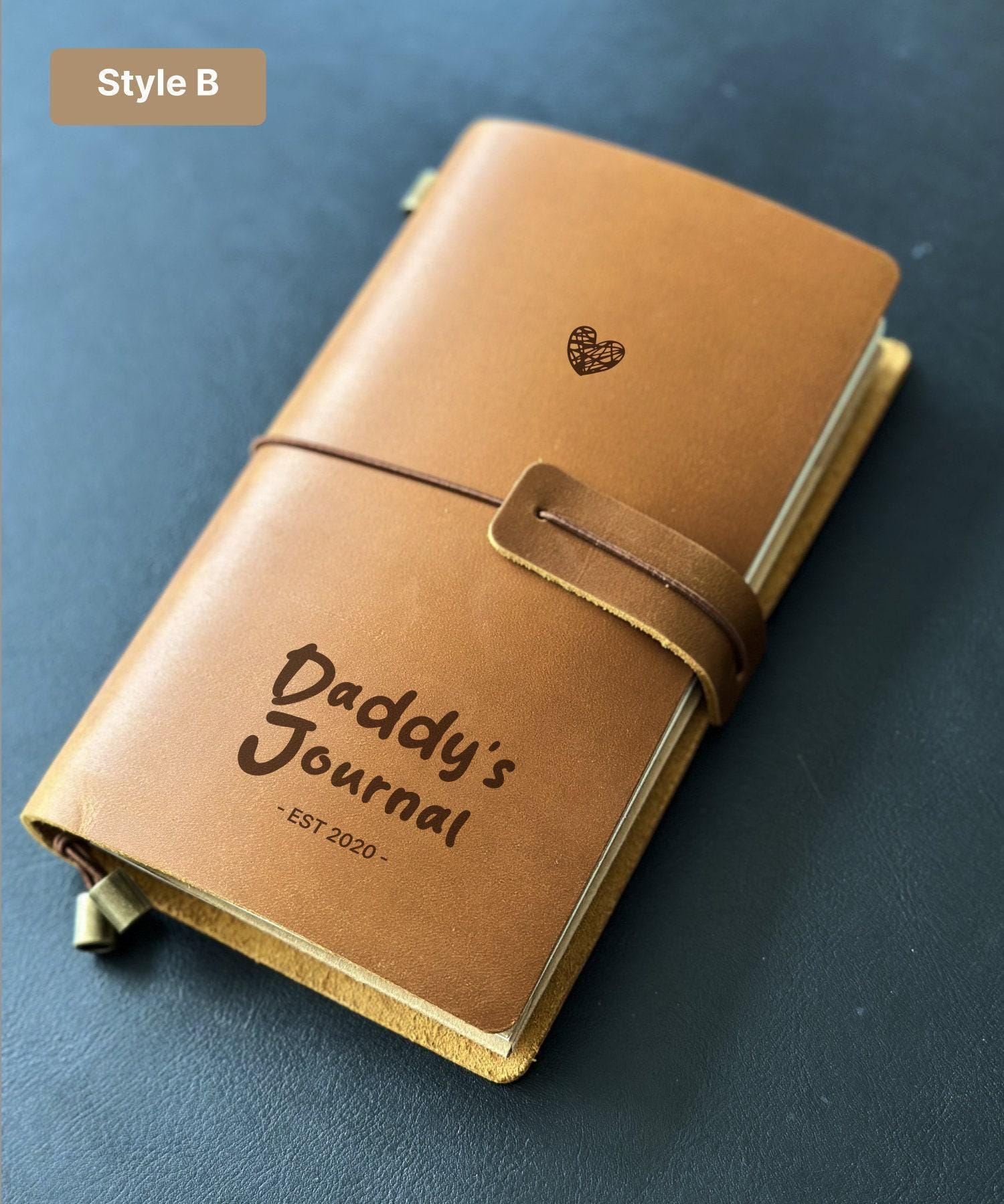 Father’s Day gift leather journal for new dads and fathers