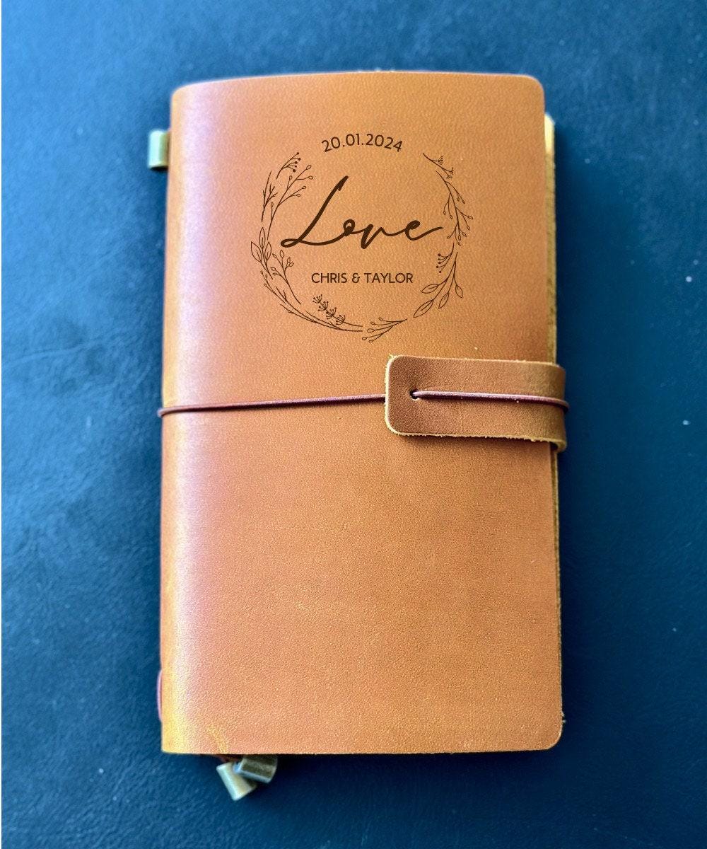 Romantic personalised journal for couples and weddings