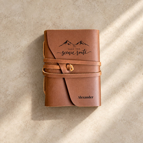 Personalised Leather Wrap Journal – Mountain Designs