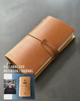 Personalised Guitar Notes Leather Journal – Handmade Crazy Horse Refillable Music Notebook with Custom Portrait