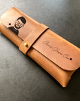 Personalised Leather Eyeglass Case with Your Name and Portrait