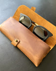 Personalised Leather Eyeglass Case with Your Name and Portrait