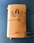 Personalized Leather Notebook with Portrait and Floral Design