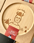 "Winter Portraits" Custom Engraved Wooden Coasters - Personalised Christmas Gifts